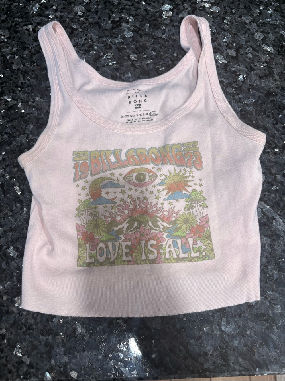 Billabong Light Pink Graphic 'Love Is All' Tank Top